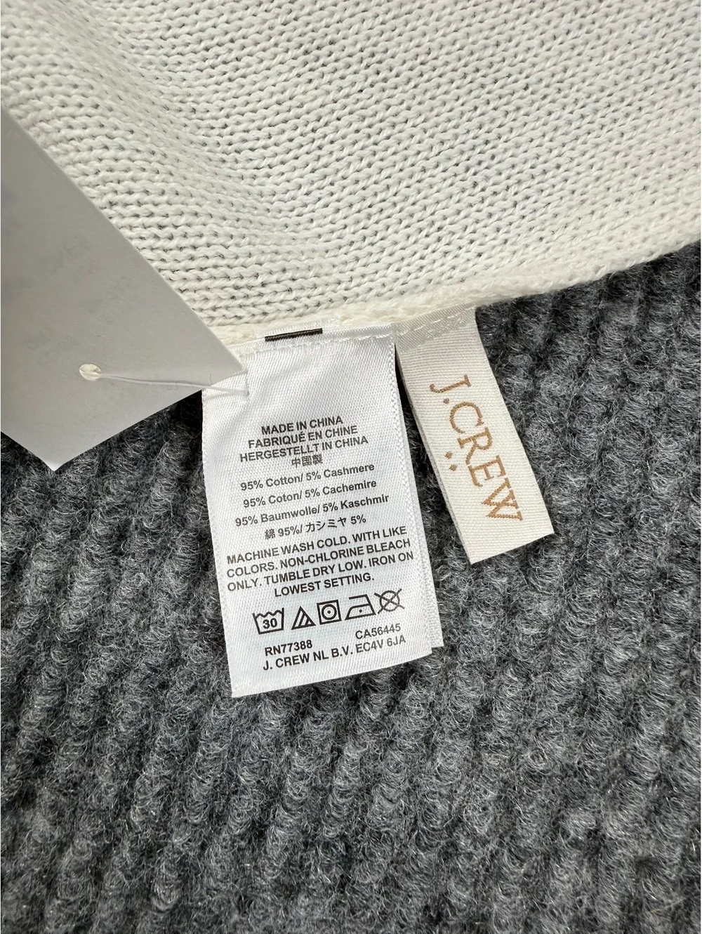 J.Crew Women’s One Size Cotton Cashmere Colorblock Knit Poncho Cape NWT